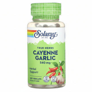 Cayenne Garlic , 540 mg , 100 VegCaps, True Herbs, Solaray - superfoodsnz-jane