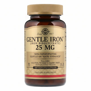 Solgar Gentle Iron 25mg 180 Veg Capsules | Iron Bisglycinate | Non-Constipating | 180 Day Supply - superfoodsnz-jane