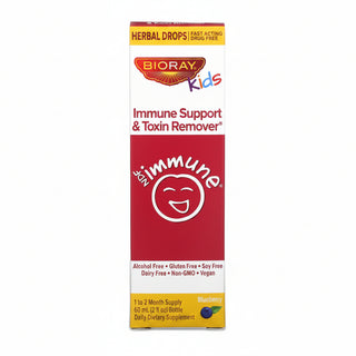 Bioray Kids immune support and toxin remover packaging on a white background