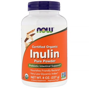 Organic Inulin Prebiotic Pure Powder 227g | Blue Agave FOS, Now Foods