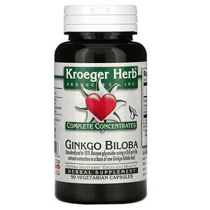 Kroeger Herb Co Ginkgo Biloba 90 Veg Capsules | 10% Flavone Glycosides | Complete Concentrate - superfoodsnz-jane