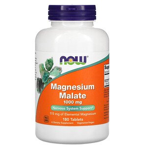 Magnesium Malate, 1,000 mg, 180 Tablets, Now Foods - superfoodsnz-jane