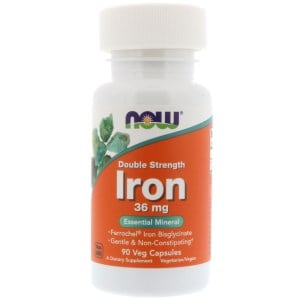 Iron Double Strength, 36 mg, 90 Veg Capsules, Now Foods