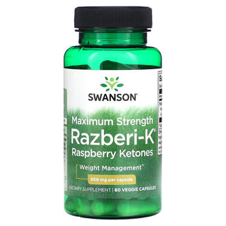 Razberi-K, Raspberry Ketones, Maximum Strength, 500 mg, 60 Veggie Capsules, Swanson - superfoodsnz-jane