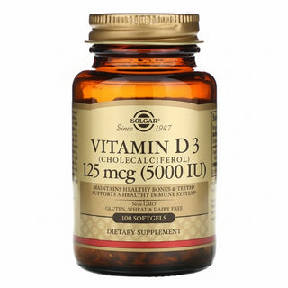 Vitamin D3 (Cholecalciferol), 125 mcg (5,000 IU), 100 Softgels, Solgar - superfoodsnz-jane