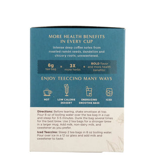 Teeccino Dandelion Dark Roast Herbal Tea, 10 Tea Bag Box