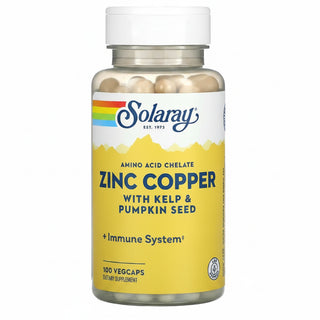 Zinc Copper with Kelp and Pumpkin Seed, 100 VegCaps, Solaray - superfoodsnz-jane