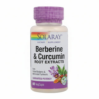 Berberine and Curcumin, Root Extracts, 60 VegCaps, Solaray - superfoodsnz-jane