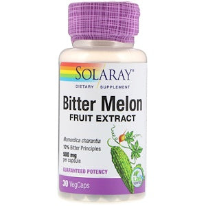 Bitter Melon Fruit Extract, 500 mg, 30 VegCaps, Solaray - superfoodsnz-jane