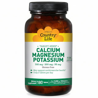Calcium Magnesium Potassium, 180 Tablets, Target Mins, Country Life - superfoodsnz-jane