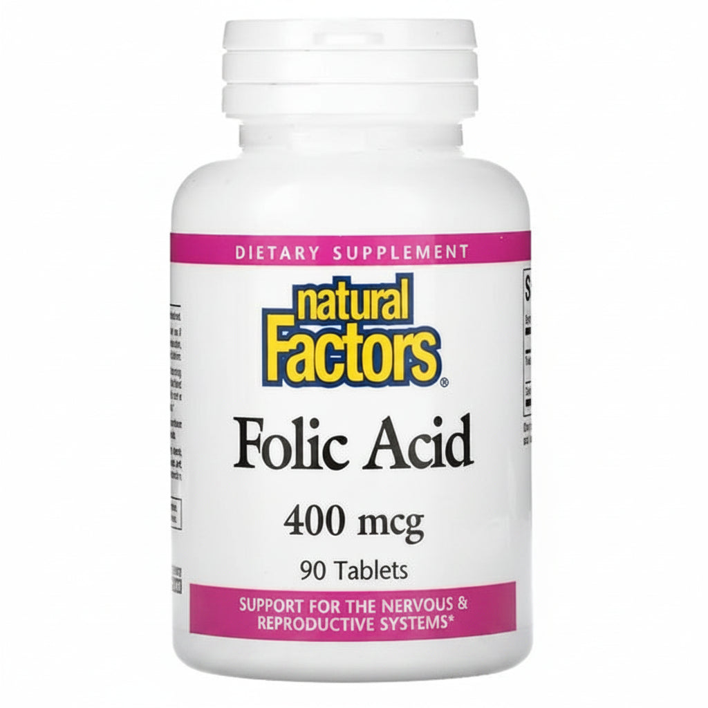 Natural Factors Folic Acid 400mcg | 90 Tablets | Pre-Conception ...