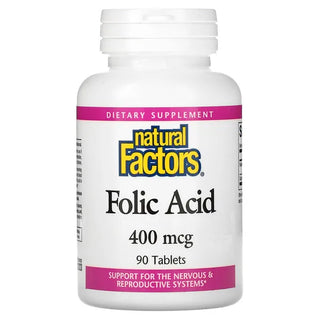Folic Acid, 400 mcg, 90 Tablets, Natural Factors - superfoodsnz-jane