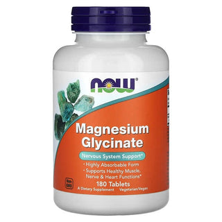 Magnesium Glycinate, 200 mg, 180 Tablets (100 mg per Tablet), NOW Foods