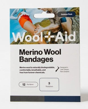 Merino Wool Bandages, Outdoor Pack, 12 x Regular, 3 x Extra Large, Wool Aid